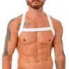 Agoky Men's Nylon Stretchy Shoulder Support Brace Body Chest Harness Costumes Muscle Tank Top White A One Size view 2