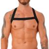Agoky Men's Nylon Stretchy Shoulder Support Brace Body Chest Harness Costumes Muscle Tank Top Black A One Size view 2