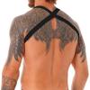 Agoky Men's Nylon Stretchy Shoulder Support Brace Body Chest Harness Costumes Muscle Tank Top Black A One Size view 4