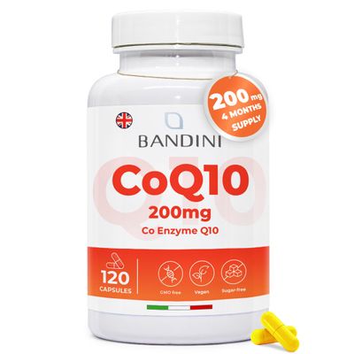 Bandini CoQ10 200mg 120 Vegan Capsules of High-Strength Co Enzyme Q10 (4-Month Supply) | Naturally Fermented & Lab Tested Ubiquinone Q 10 | High Absorption Coenzyme Coq 10 Supplement 100% Pure