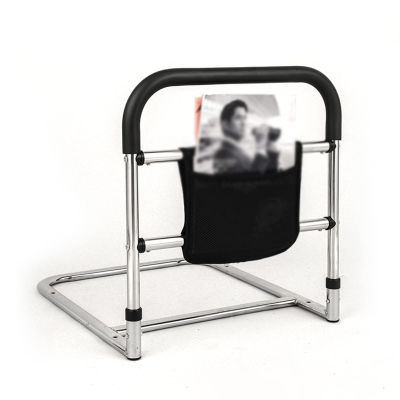 CTVR Stainless steel Bed Rail, Elderly Standing Bar Handle Bedrail, Stability Grab Bar with Storage Pocket, for Seniors, Adults