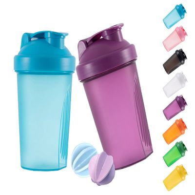 GAISHION Shaker Bottle 16-Ounce 400ML Non-BPA plastic Blue+Purple 2PCS | Protein Shakes, Shaker-Bottle, with Whisk Balls