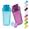 GAISHION Shaker Bottle 16-Ounce 400ML Non-BPA plastic Blue+Purple 2PCS | Protein Shakes, Shaker-Bottle, with Whisk Balls view 1