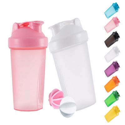 GAISHION Shaker Bottle Protein Shakes and 16-Ounce/400ML Shaker Bottle with Whisk Balls,Free of BPA plastic (White+Pink(2PCS))