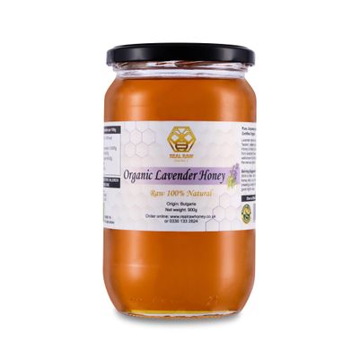 Organic Lavender Honey  Raw & Unfiltered  100% Natural Floral Honey from Lavender Blossoms  No Additives  900g Glass Jar