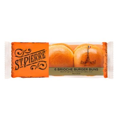 St Pierre 6 Pre-Sliced Brioche Burger Buns x Case of 7 | Soft & Buttery Gourmet Buns | Ready to Use | Ideal for Burgers, BBQs, Cafs & Catering