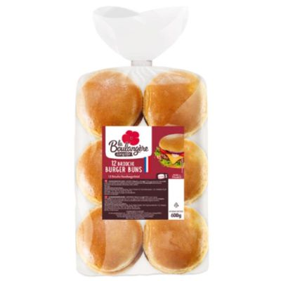 La Boulangre 12 Brioche Burger Buns 600g  Case of 3 (36 Buns Total)  Soft French Brioche Rolls for Gourmet Burgers, BBQs & Catering