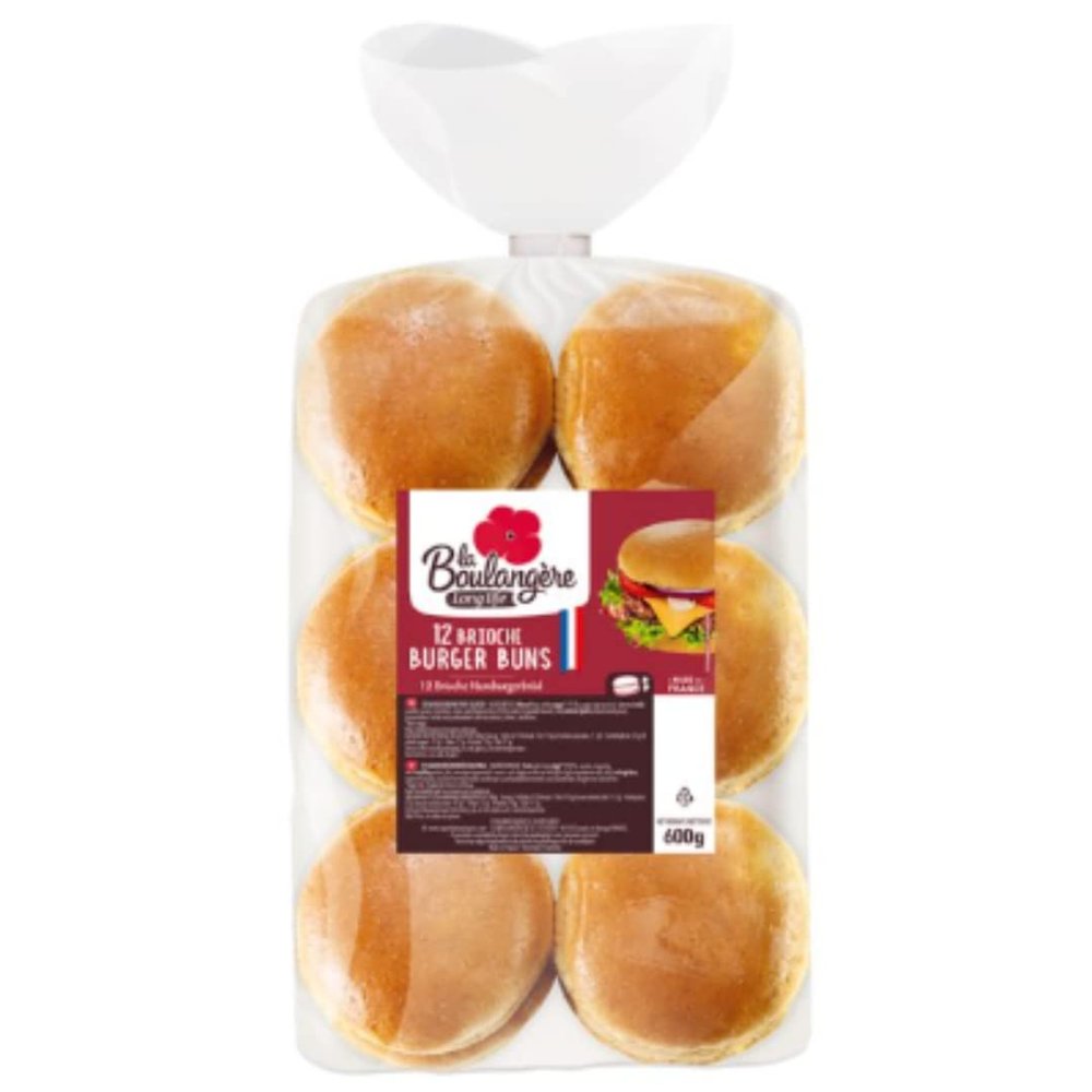 La Boulangre 12 Brioche Burger Buns 600g  Case of 3 (36 Buns Total)  Soft French Brioche Rolls for Gourmet Burgers, BBQs & Catering