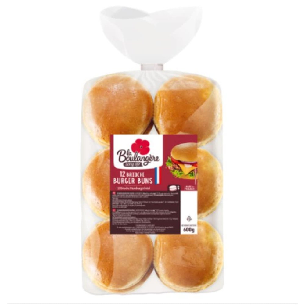 La Boulangre 12 Brioche Burger Buns 600g  Soft & Light French Brioche Bread Rolls  Case of 1  Perfect for Gourmet Burgers, BBQs, Parties & Meal Prep