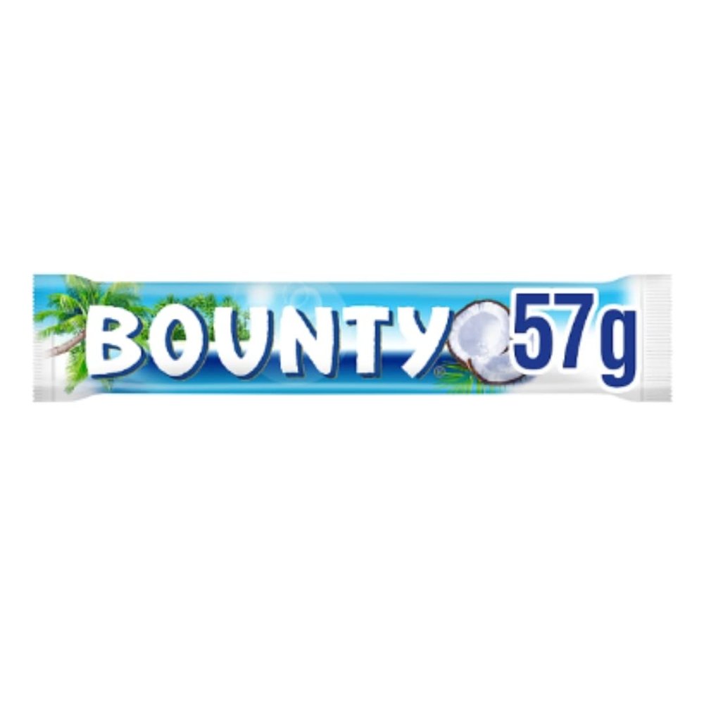 Bounty Coconut Milk Chocolate Bar 57g x 24 Pack | Creamy Milk Chocolate with Moist Coconut Centre
