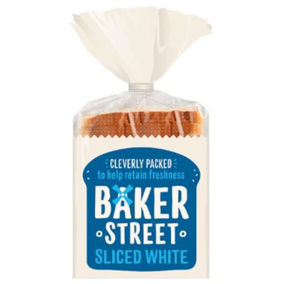 Baker Street Sliced White Bread 550g x Case of 9 | Soft Long-Life White Loaf | Pre-Sliced Bakery Bread | Perfect for Sandwiches, Toast & Catering | 9 Loaves Bulk Pack