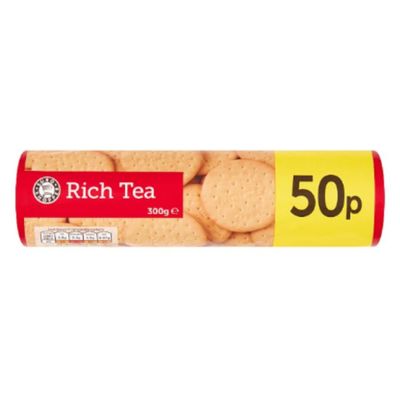 Euro Shopper Rich Tea Biscuits 300g x 12 Pack  Classic Light & Crunchy Tea Biscuits  Perfect for Dunking  Great Value Bulk Case