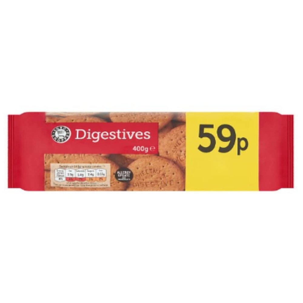 Euro Shopper Digestive Biscuits 400g x 12 Pack  Classic Wheat Digestives  Ideal for Tea & Coffee  Great Value Bulk Case