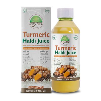 Aryan Herbals Turmeric (Haldi) Juice, No Added Sugar & Artificial Colors, Natural Juice, Tastes Bitter But Good for Health- 1000ml
