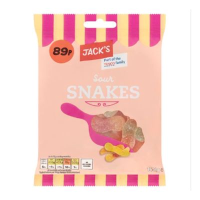 Jack's Sour Snakes 145g x Case of 10