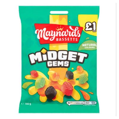Maynards Bassetts Midget Gems Sweets Bag 160g x Case of 12