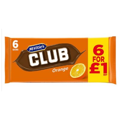 McVitie's Club Orange Bars 6 x 22g (132g) x Case of 12