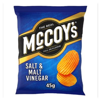 McCoy's Ridge Cut Salt & Malt Vinegar Flavour Potato Crisps 45g x Case of 26