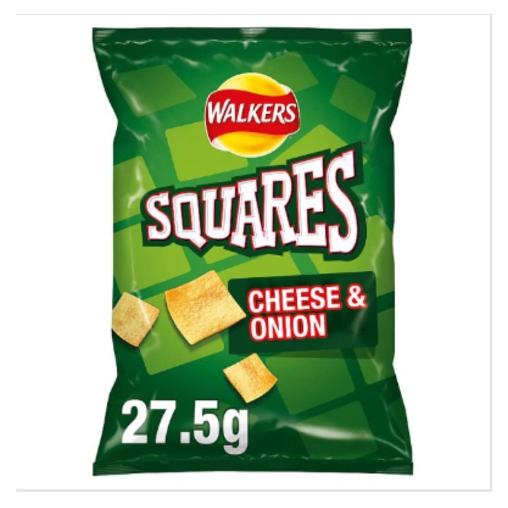Walkers Squares Cheese & Onion Snacks 27.5g x Case of 32