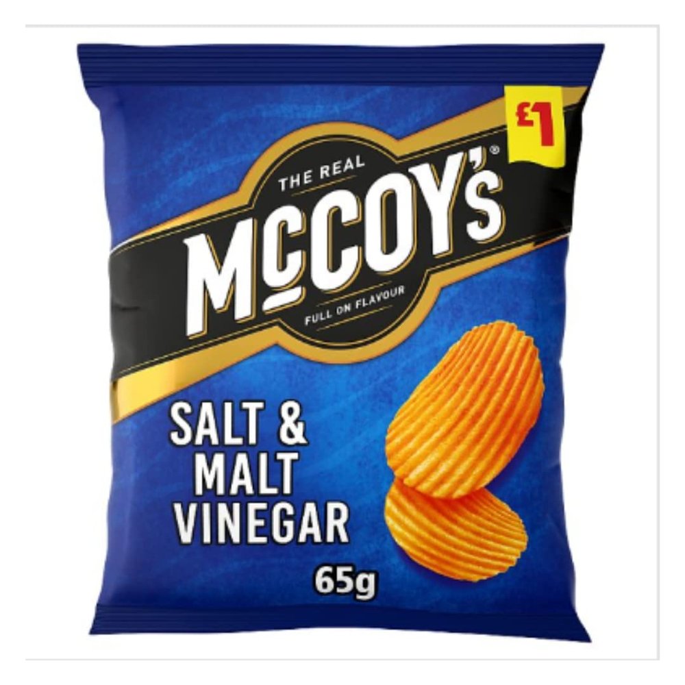 McCoy's Salt & Malt Vinegar Sharing Crisps 65g, x Case of 20