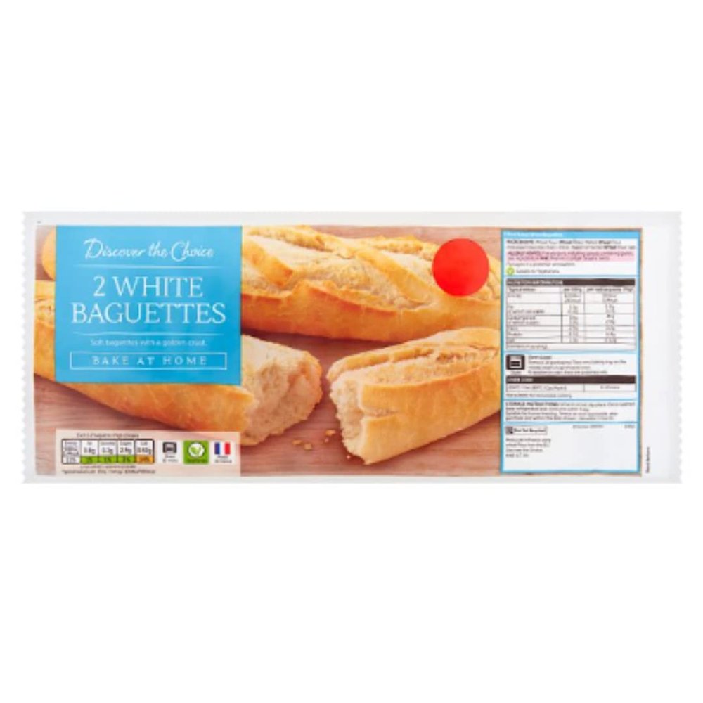 Discover the Choice 2 White Baguettes 2x150g  Classic French-Style Bread, Crispy Crust & Soft Centre, Ready to Bake