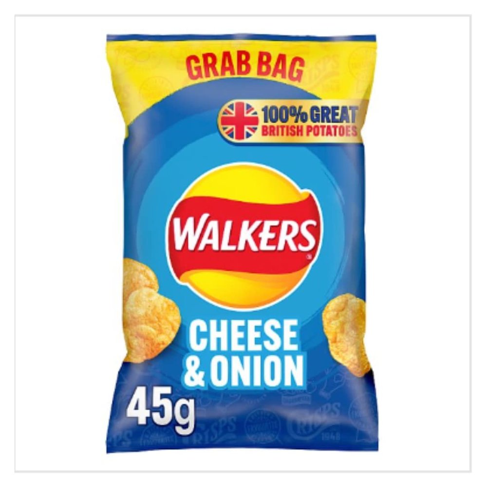 Walkers Cheese & Onion Crisps 45g x Case of 32