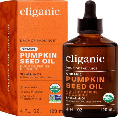 Cliganic Organic Pumpkin Seed Oil, 100% Pure - For Hair & Face | Natural Cold Pressed Unrefined