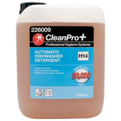 CleanPro+ Automatic Dishwasher Detergent H14 5 Litres  Professional Machine Dishwashing Liquid  Heavy-Duty Grease & Stain Removal  Catering & Commercial Use