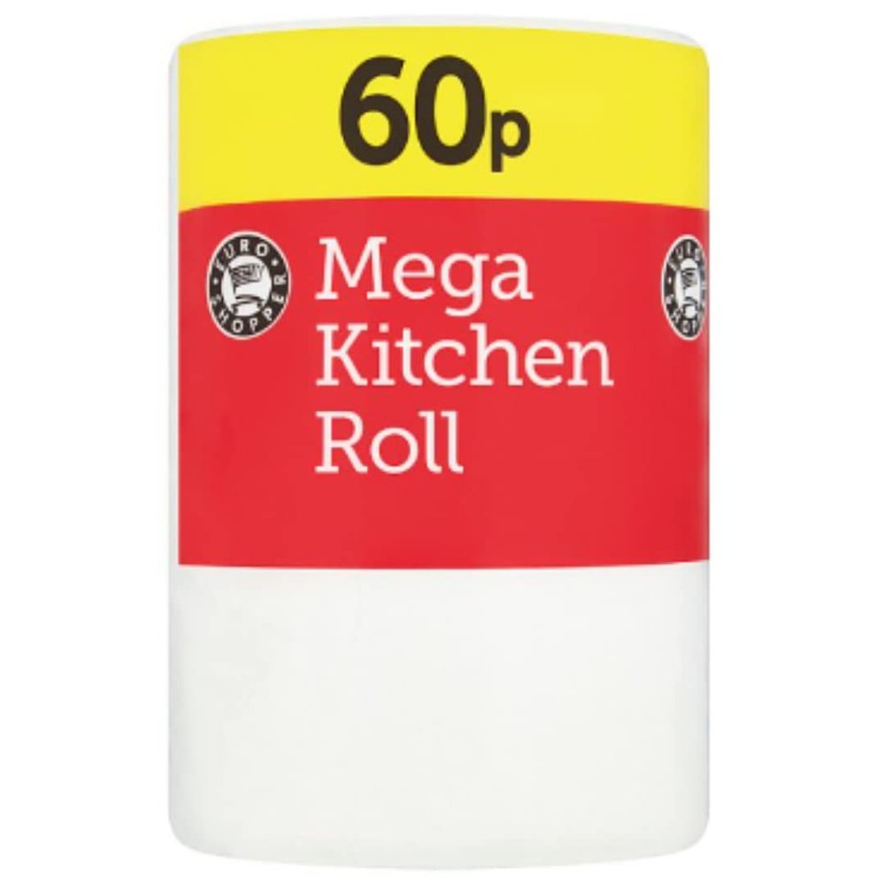 Euro Shopper Mega Kitchen Roll x 12 Pack Strong & Absorbent Paper Towels Extra-Large Rolls for Everyday Cleaning Great Value Bulk Case