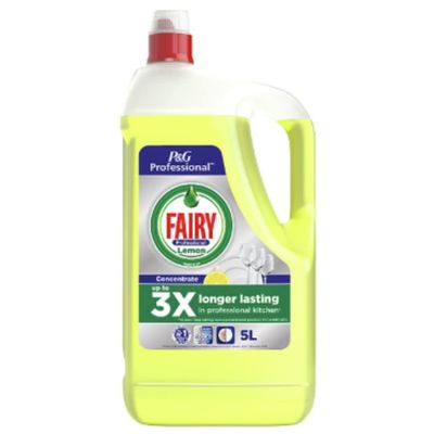 Fairy Professional Concentrated Washing Up Liquid Lemon 5L | Catering-Size Dishwashing Liquid | Tough on Grease | Long-Lasting Commercial Washing Up Liquid | 5 Litre Bottle
