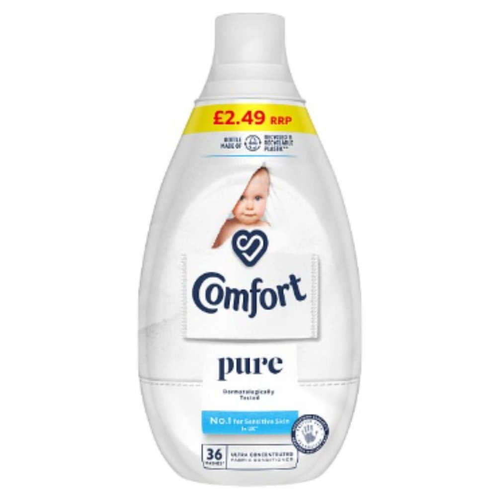 Comfort Ultra-Concentrated Fabric Conditioner Pure 36 Wash 540ml x Case of 6  Gentle Softness | Dermatologically Tested | Sensitive Skin Friendly