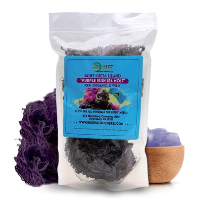 Purple Irish Sea Moss | Wildcrafted from St. Lucia | 440g Makes ~6.8L Sea Moss Gel | 100% Natural, Raw & Sun-Dried | Dr. Sebi Inspired, Nutrient-Rich Irish Moss for Health & Wellness