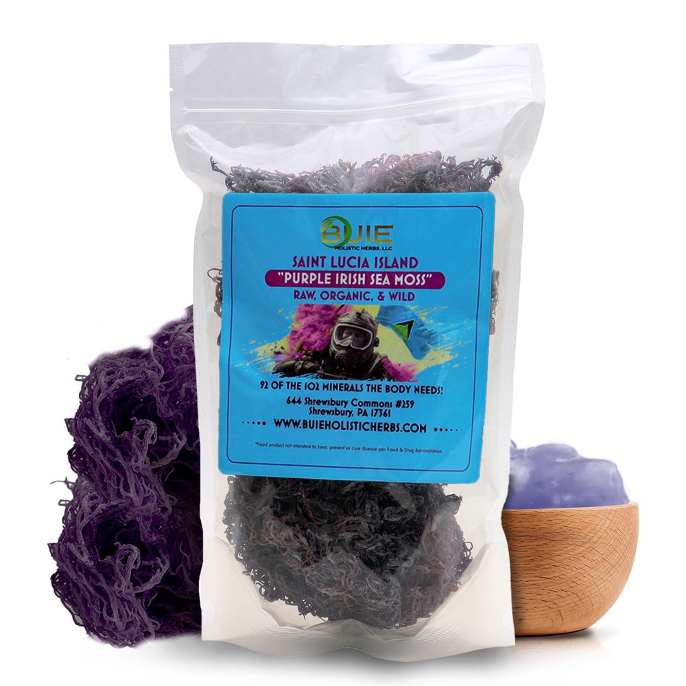 Purple Irish Sea Moss | Wildcrafted from St. Lucia | 440g Makes ~6.8L Sea Moss Gel | 100% Natural, Raw & Sun-Dried | Dr. Sebi Inspired, Nutrient-Rich Irish Moss for Health & Wellness