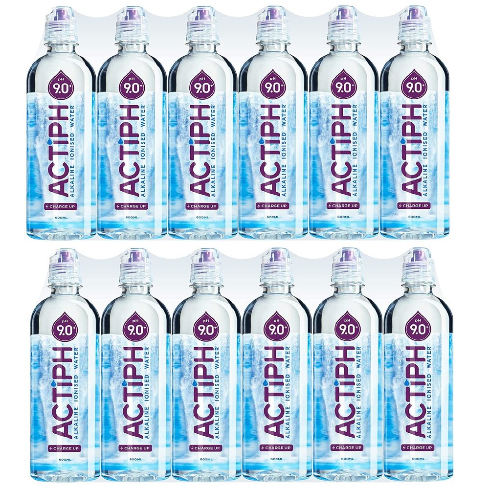 Alkaline Ionized Spring Water pH9+ (12x 600ml) Purified with Electrolytes Clean and Smooth Taste ACTIPH Water(12x 600ml)