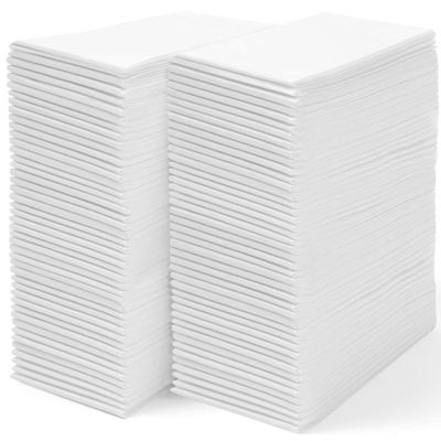 100 Disposable Linen Feel Guest Towels - Paper Hand Towels for Bathroom - Cloth Like White Paper Towel - Cocktail Hand Napkins - Highly Absorbent, Soft Fancy Guest Hand Towels 12" X 17" (Pack of 100)