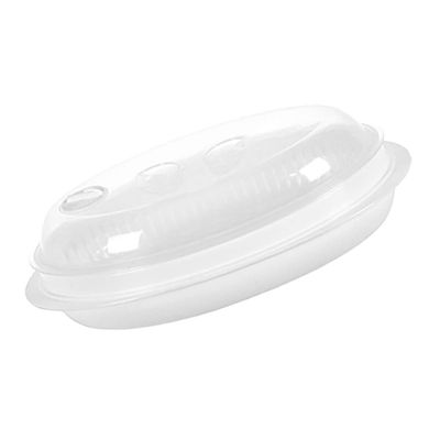 Alipis Microwave Oven Steamer Fish Holder Large Capacity Food-grade Pp Steaming Plate with Lid for Kitchen Cooking Dumplings and Buns