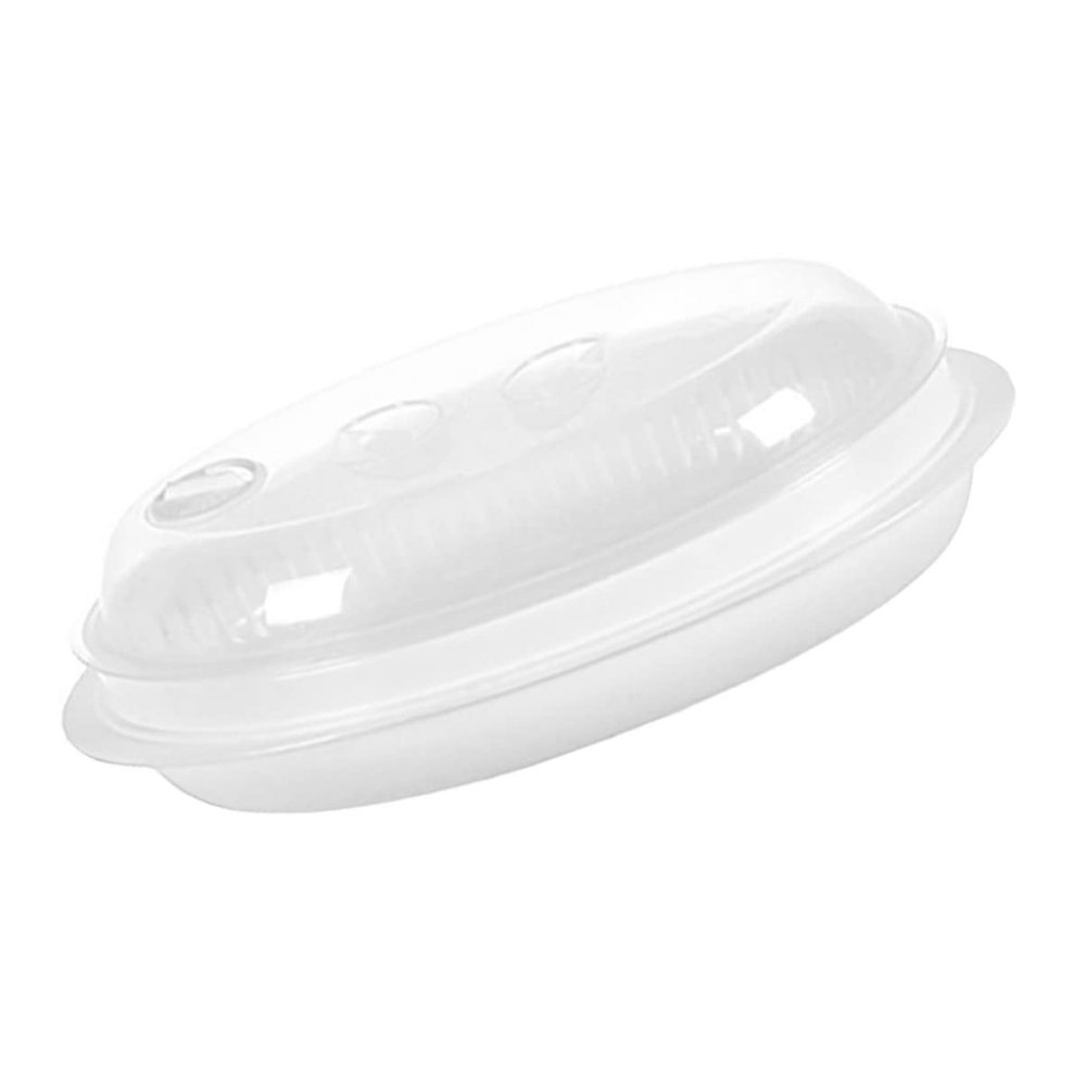 Alipis Microwave Oven Steamer Fish Holder Large Capacity Food-grade Pp Steaming Plate with Lid for Kitchen Cooking Dumplings and Buns