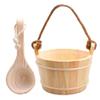 KAKUNM Sauna Bucket and Ladle - 5 Liter (1.3 Gallon) Finnish Pine Wooden Spa Accessories with Plastic Liner and Rope Handle view 1