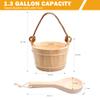 KAKUNM Sauna Bucket and Ladle - 5 Liter (1.3 Gallon) Finnish Pine Wooden Spa Accessories with Plastic Liner and Rope Handle view 3