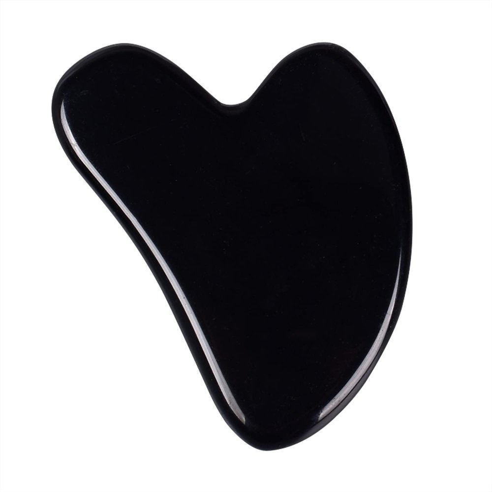 Jade Sawtooth Face Roller GuaSha Tool Set Natural Black Obsidian Crystal Stone,guasha Tool
