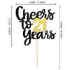 1 Pack Cheers to 21 Years Cake Topper Black and Gold Glitter Assembled 21st Birthday Cake Pick Happy 21st Cake Decoration for 21st Anniversary Twenty-One Birthday Party Decorations Supplies view 2
