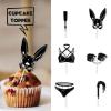 18pcs Black Glitter Dessert Cupcake Topper for Makeup Night Out Hen Movie Party Theme Decor Supplies Girl Woman Lady Birthday Bachelorette Bridal Shower Party Decoration view 2
