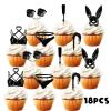 18pcs Black Glitter Dessert Cupcake Topper for Makeup Night Out Hen Movie Party Theme Decor Supplies Girl Woman Lady Birthday Bachelorette Bridal Shower Party Decoration view 3