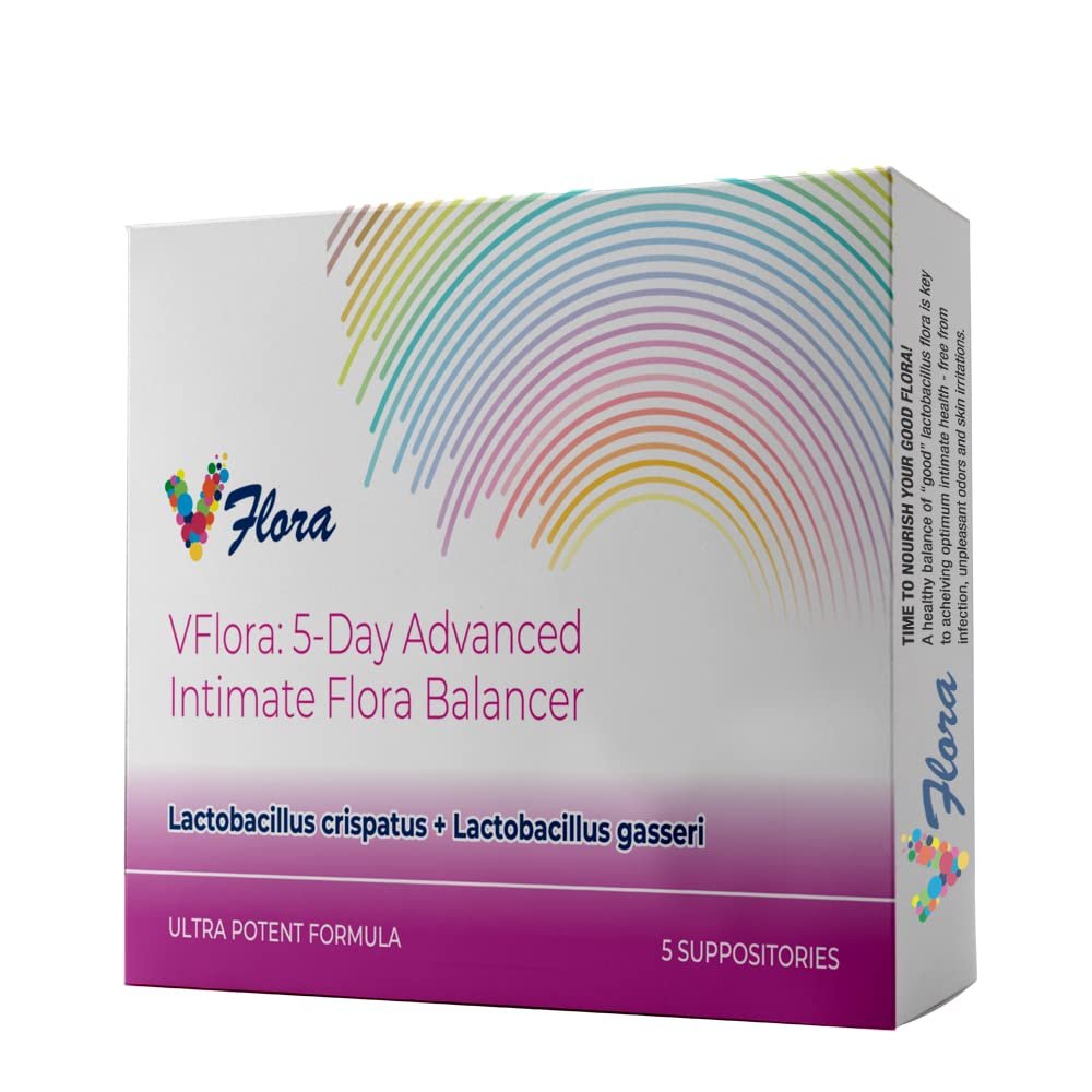 VagiBiom 5-Day Vflora (Lactobacillus crispatus + L. gasseri) to Balance Intimate Flora. Nourish and Nurture Good Flora for Skin Health. Ultra Potent 100% Natural Vegan (5 Suppositories)
