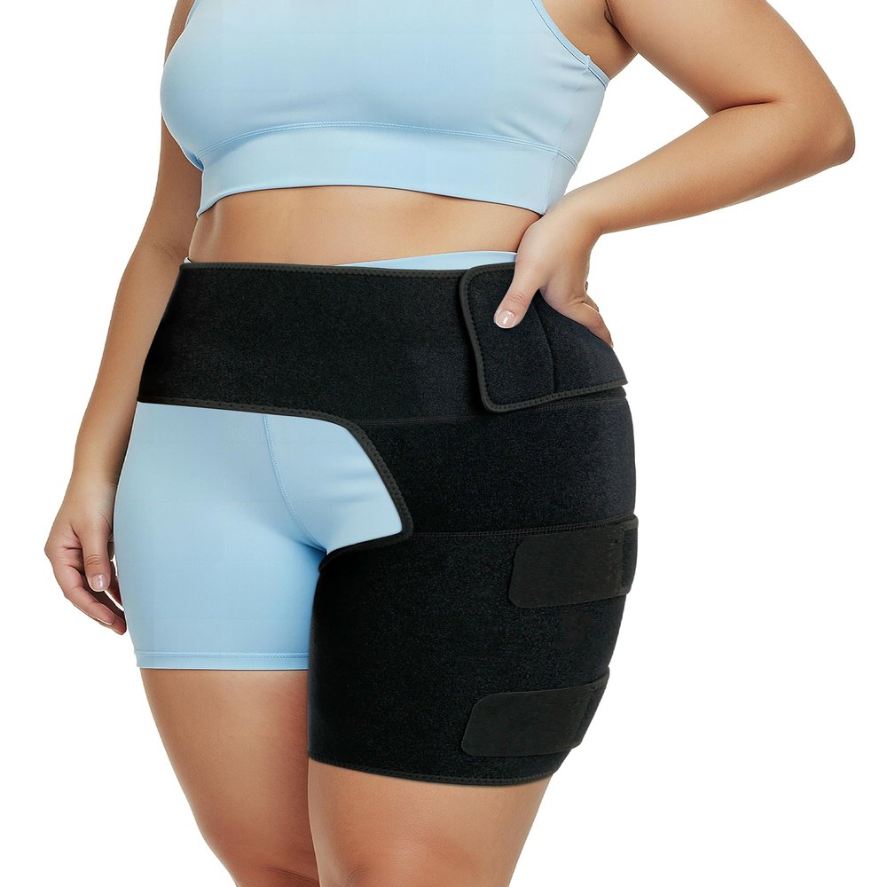 Plus Size Hip Brace Thigh Compression Sleeve | Hip Sciatica Pain Relief Device Brace | Hamstring & Groin Compression Sleeve Wrap | Sciatic Nerve Relief | Hip Support Brace for Women & Men | LG / LEFT