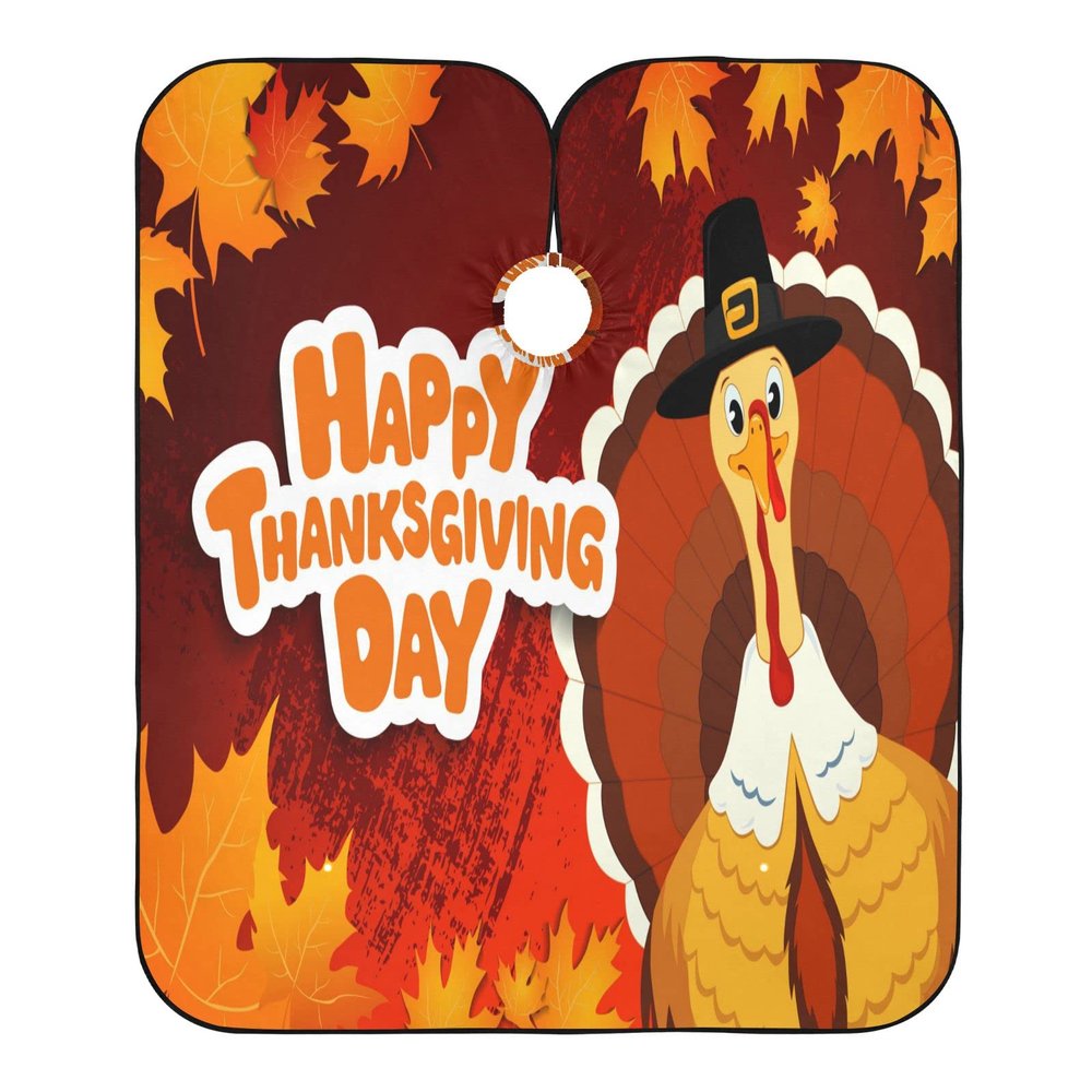 Happy Thanksgiving Day Funny Turkey Waterproof Hair Cutting Cape for Men Women Hairdressing Salon Cape Beard Shaving Bib Apron Professional Haircut Tools, 65 x 55 inch