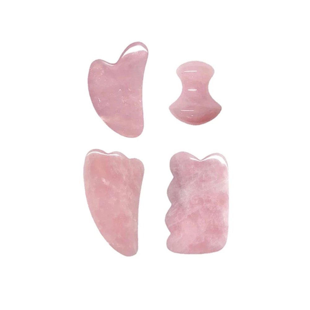 Rose Quartz Face Roller and Gua Sha Set Natural Jade Gouache Gua Sha Massage Quartz Roller Facial Lifting Massage Tool,Type 16