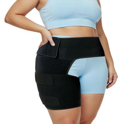 Plus Size Hip Brace Thigh Compression Sleeve | Hip Sciatica Pain Relief Device Brace | Hamstring & Groin Compression Sleeve Wrap | Sciatic Nerve Relief | Hip Support Brace for Women & Men | LG / RIGHT