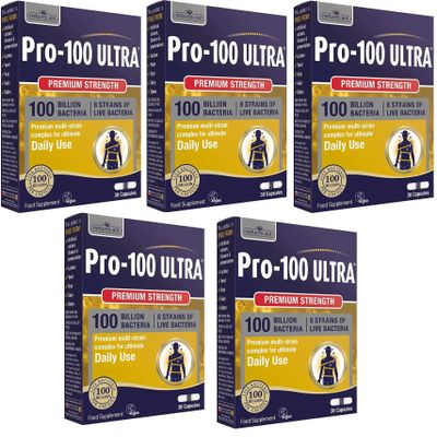 Natures Aid Bio360 Pro-100 Ultra - 100 Billion Bacteria - 30 Capsules (5 Pack)