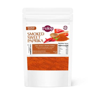 Rulop Smoked Sweet Paprika 200g. Authentic Spanish Smoked Paprika Powder, Resealable Pouch To Maintain Freshness,